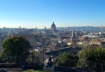 An image of the Villa Borghese Gardens overlooking Rome